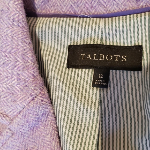Talbots purple herringbone wool blend blazer jacket size 12 - Picture 4 of 13